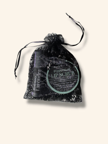 Customizable Gift Set: Sugar Scrub & Untinted Lip Balm with Organza Gift Bag